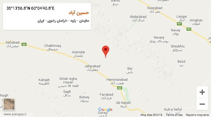 روستای حسین آباد بر روی نقشه