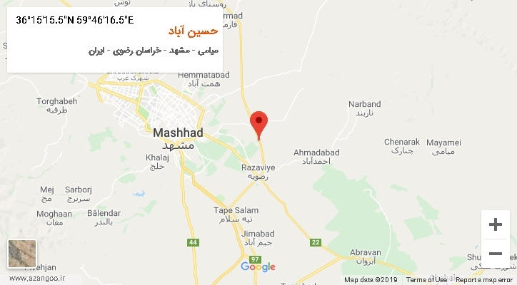روستای حسین آباد بر روی نقشه