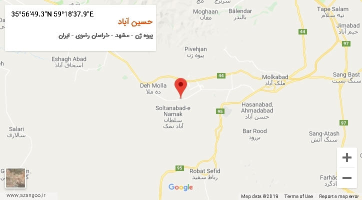 روستای حسین آباد بر روی نقشه