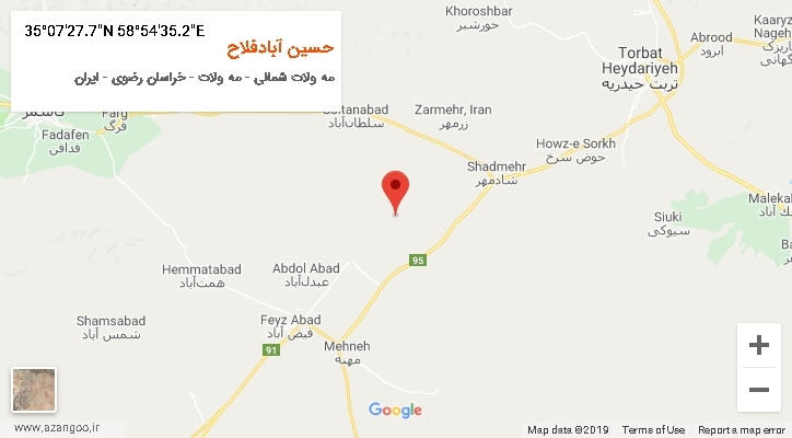 روستای حسین آبادفلاح بر روی نقشه