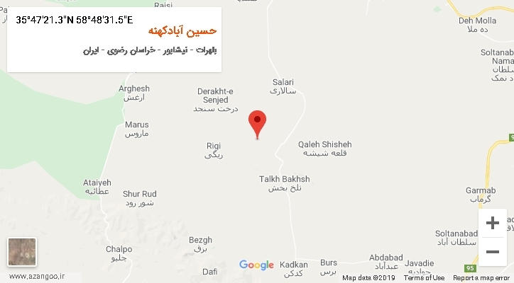 روستای حسین آبادکهنه بر روی نقشه