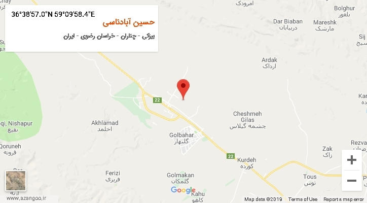 روستای حسین آبادناسی بر روی نقشه