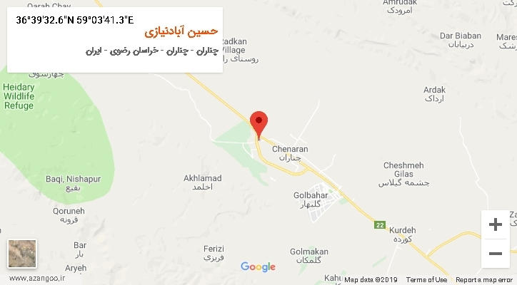 روستای حسین آبادنیازی بر روی نقشه