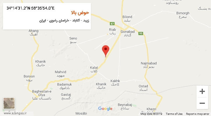 روستای حوض بالا بر روی نقشه