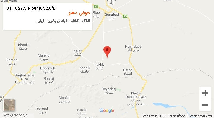 روستای حوض دهنو بر روی نقشه