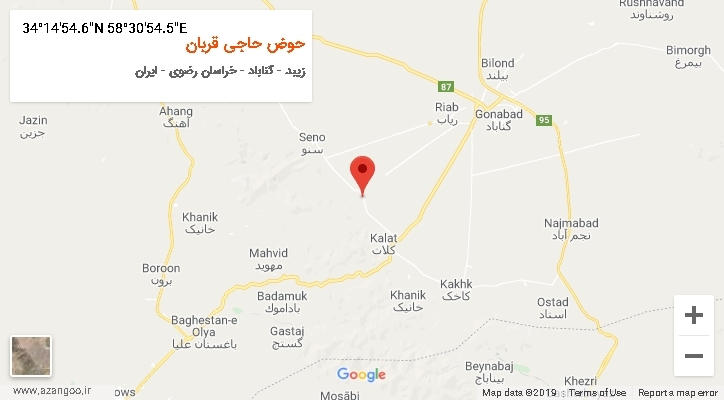 روستای حوض حاجی قربان بر روی نقشه