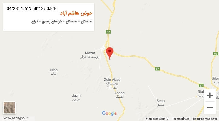 روستای حوض هاشم آباد بر روی نقشه