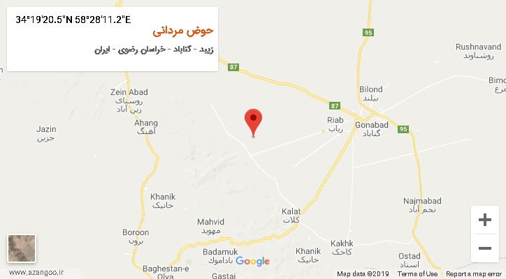 روستای حوض مردانی بر روی نقشه