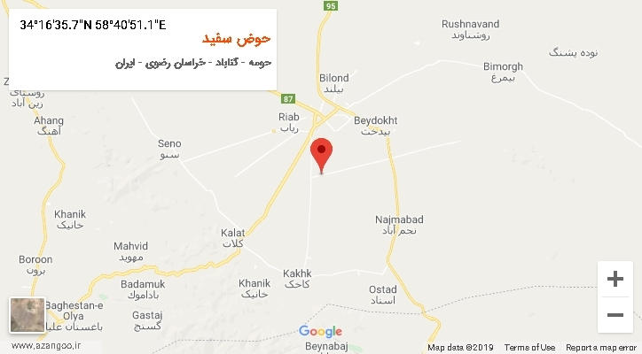 روستای حوض سفید بر روی نقشه