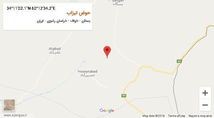 روستای حوض تیزاب بر روی نقشه