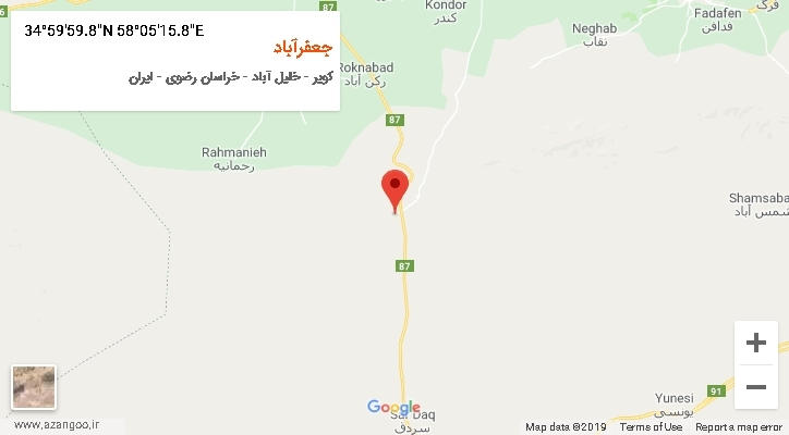 روستای جعفرآباد بر روی نقشه
