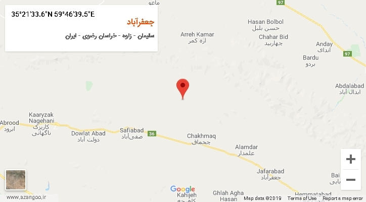 روستای جعفرآباد بر روی نقشه