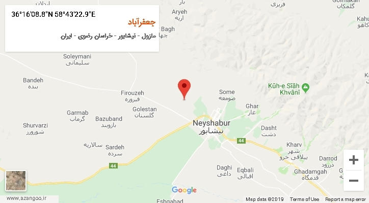 روستای جعفرآباد بر روی نقشه