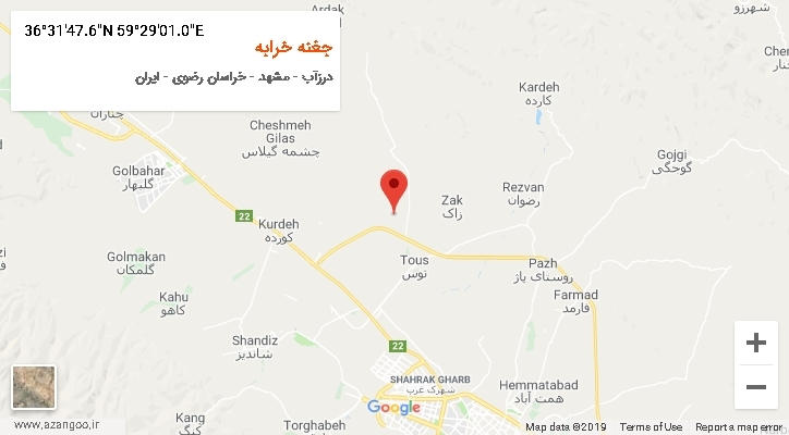 روستای جغنه خرابه بر روی نقشه