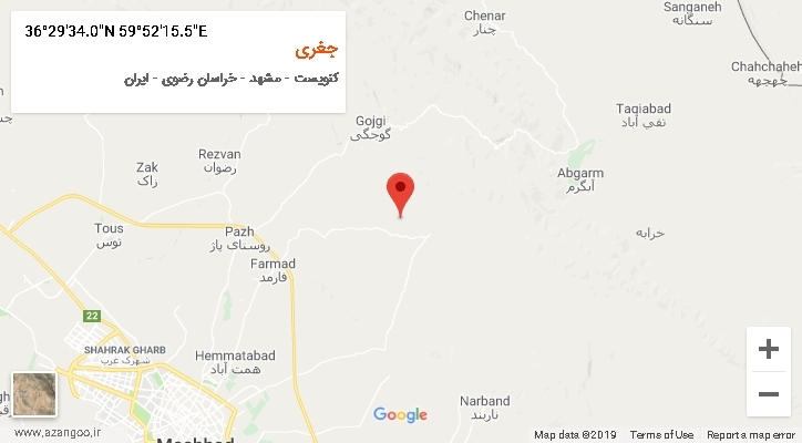 روستای جغری بر روی نقشه