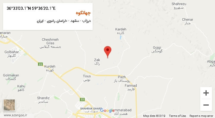 روستای جهانکوه بر روی نقشه