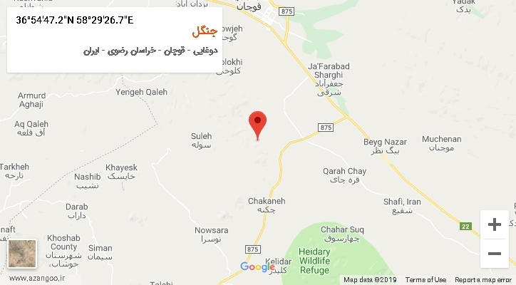 روستای جنگل بر روی نقشه