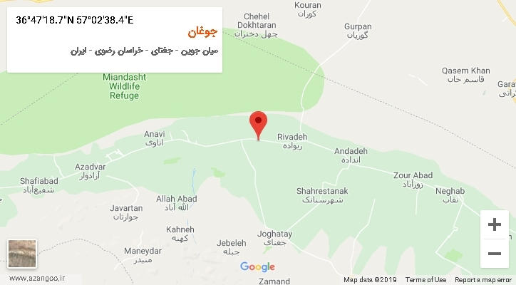 روستای جوغان بر روی نقشه