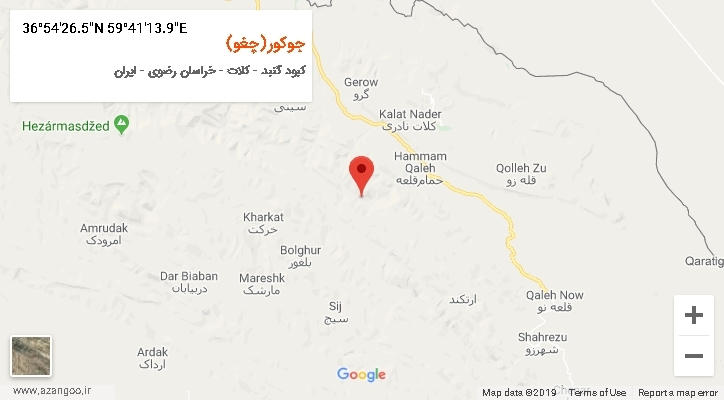 روستای جوکور(چغو) بر روی نقشه