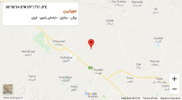 روستای جوپایین بر روی نقشه