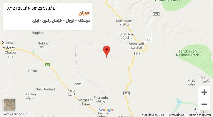 روستای جوزان بر روی نقشه