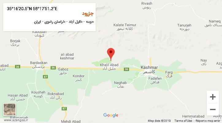 روستای جزرود بر روی نقشه