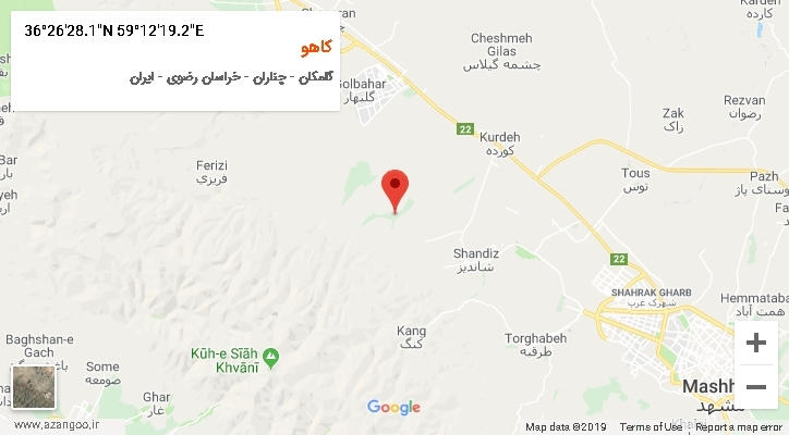 روستای کاهو بر روی نقشه