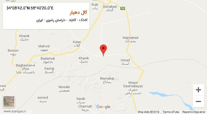 روستای کال دهیار بر روی نقشه