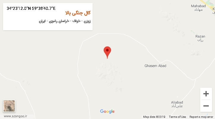 روستای کال جنگی بالا بر روی نقشه