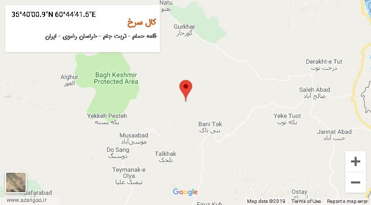 روستای کال سرخ بر روی نقشه
