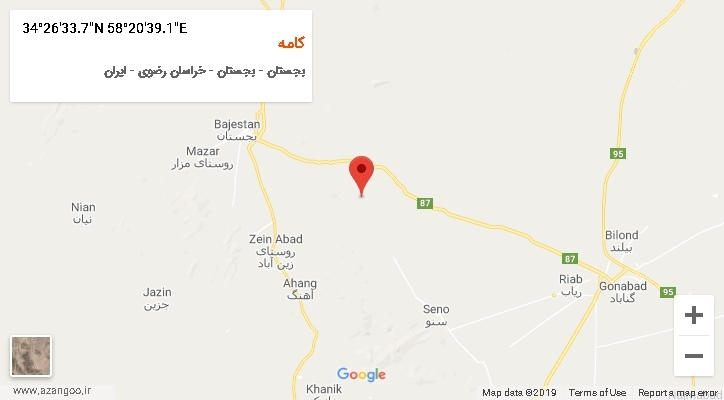 روستای کامه بر روی نقشه