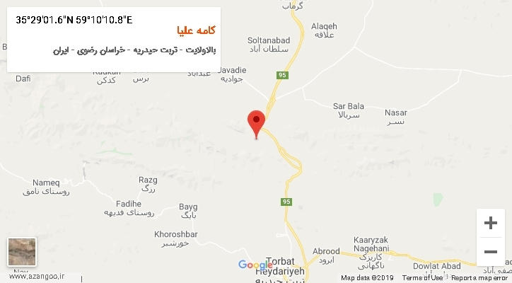 روستای کامه علیا بر روی نقشه