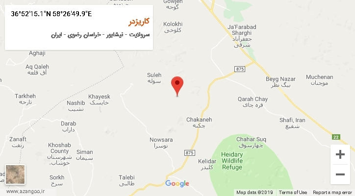 روستای کاریزدر بر روی نقشه