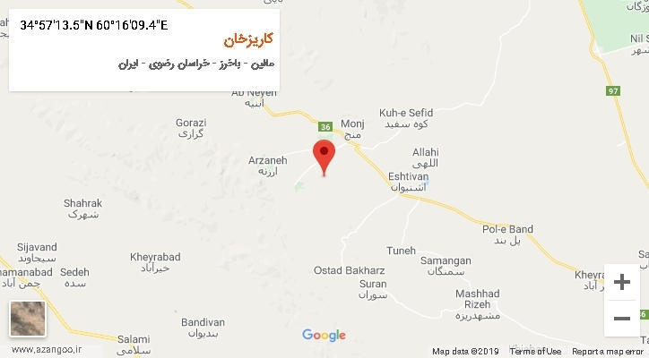 روستای کاریزخان بر روی نقشه