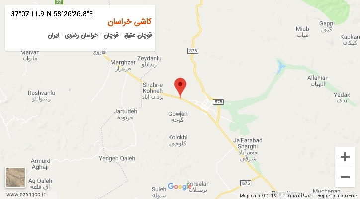 روستای کاشی خراسان بر روی نقشه