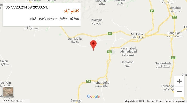 روستای کاظم آباد بر روی نقشه