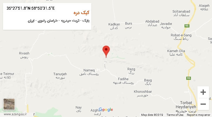 روستای کبک دره بر روی نقشه
