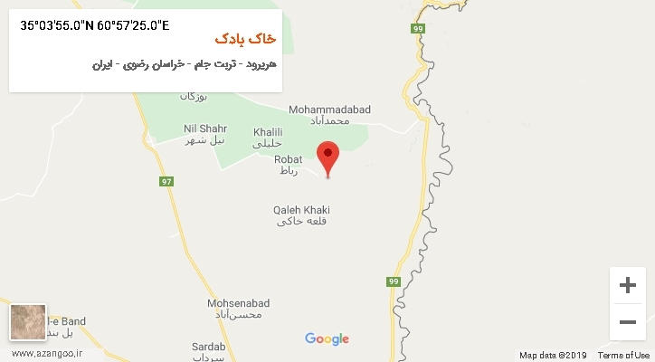 روستای خاک بادک بر روی نقشه