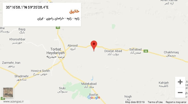 روستای خانیق بر روی نقشه