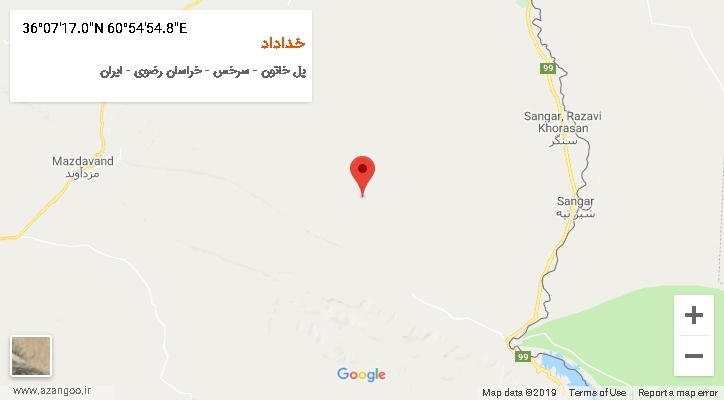 روستای خداداد بر روی نقشه