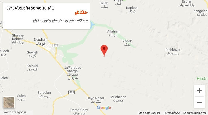 روستای خلکانلو بر روی نقشه