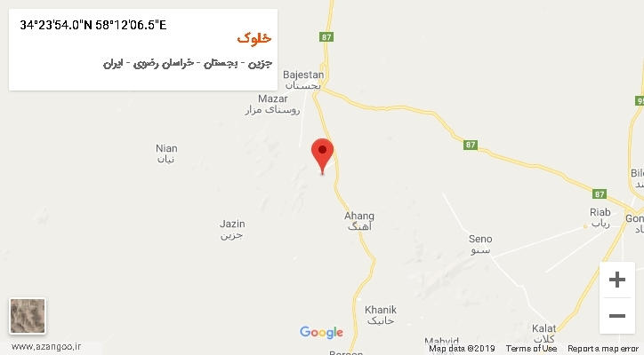 روستای خلوک بر روی نقشه