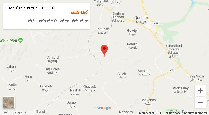 روستای کهنه قلعه بر روی نقشه
