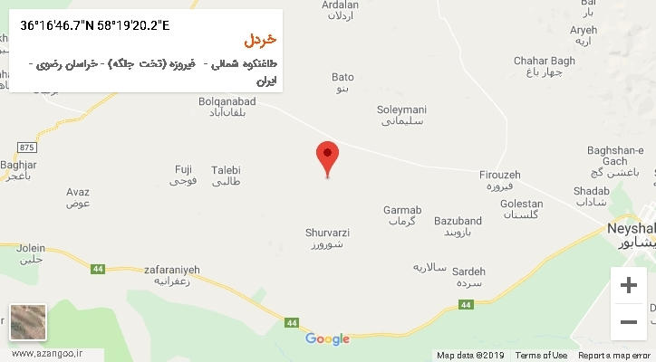 روستای خردل بر روی نقشه