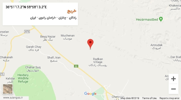 روستای خریج بر روی نقشه