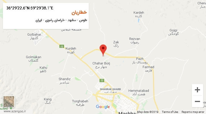 روستای خطاریان بر روی نقشه