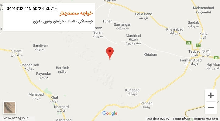 روستای خواجه محمدچنار بر روی نقشه