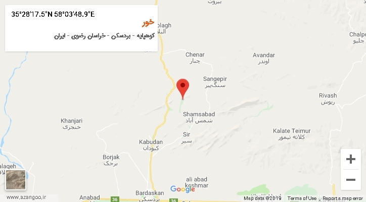 روستای خور بر روی نقشه