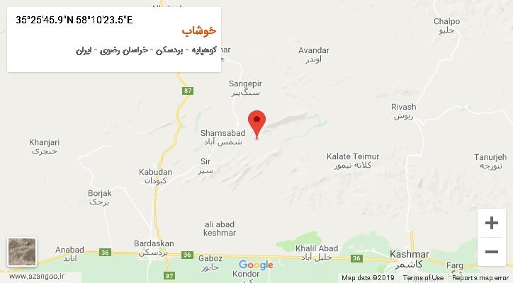 روستای خوشاب بر روی نقشه