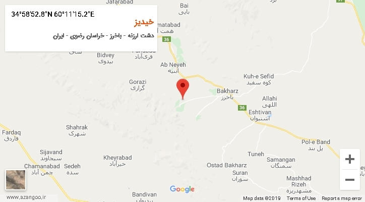 روستای خیدیز بر روی نقشه